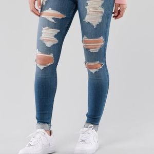 Hollister High Rise Jean Legging - Size 15R W32 L28 - destroyed medium